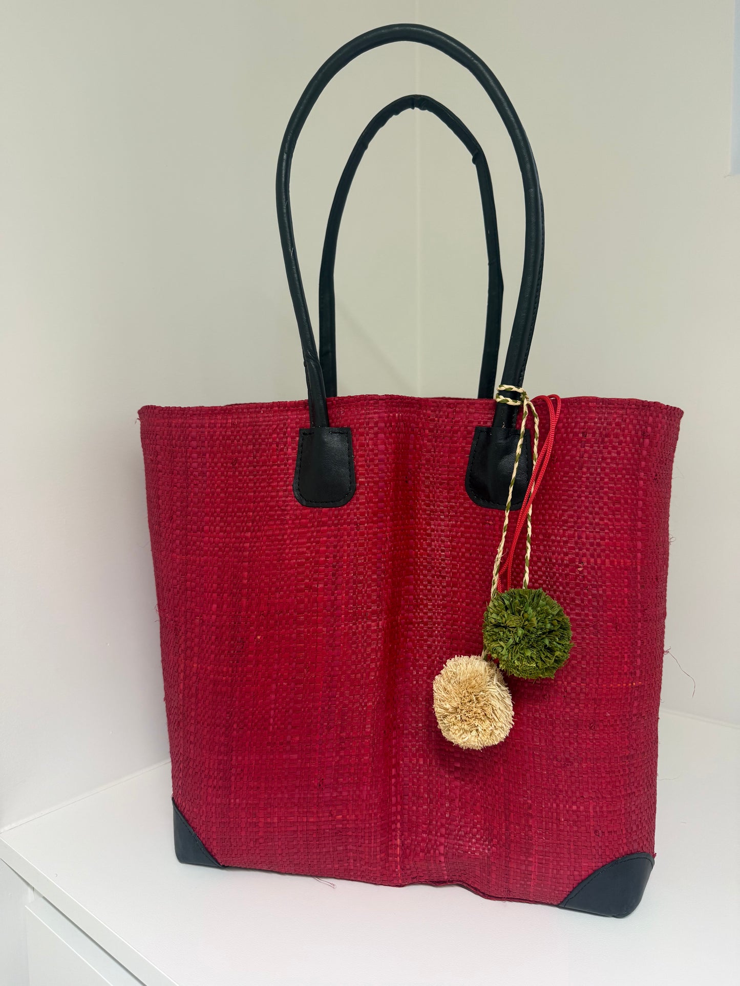 Lolo Deco Handmade Madagascar Tas – Rood | Gevlochten handtas